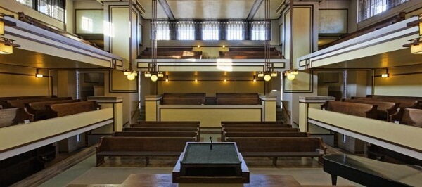 Obras de Frank Lloyd Wright: Unity Temple (interior)