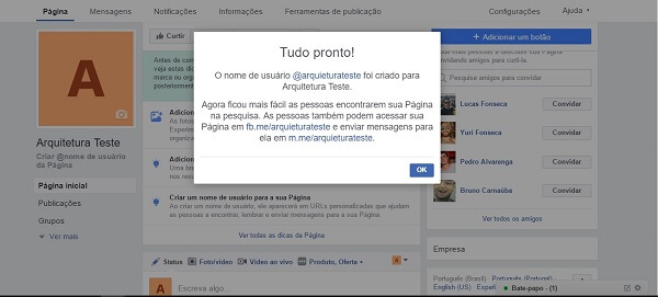 Como criar uma página no Facebook: url customizada final