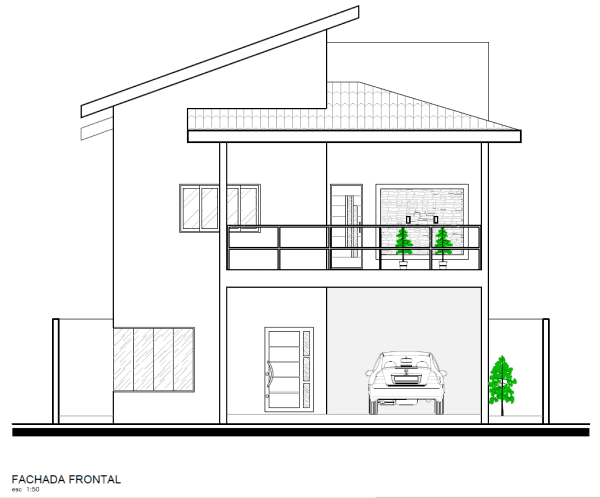 Anteprojeto de arquitetura: planta de fachada