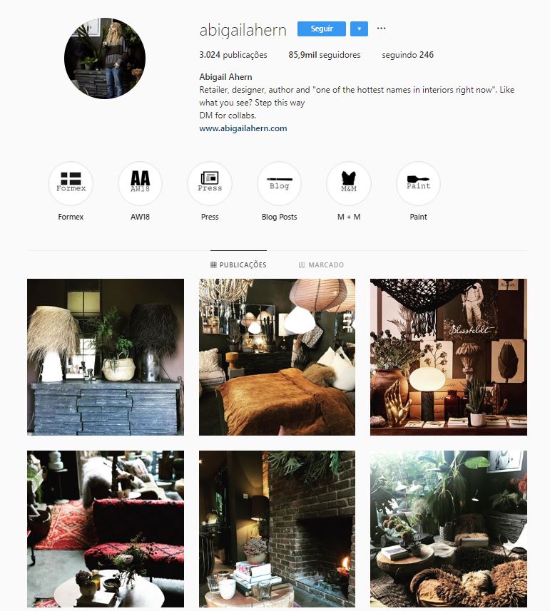 Instagram de design de interiores: @abigailahern