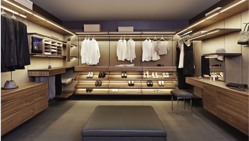 iluminação de closet com fita de led