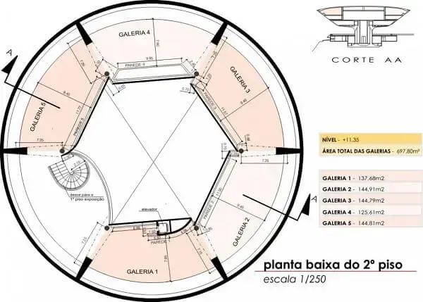 Museu de Arte Contemporânea de Niterói: Planta Baixa do 2º piso