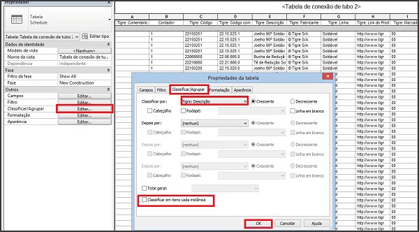 Revit: tabela de materiais