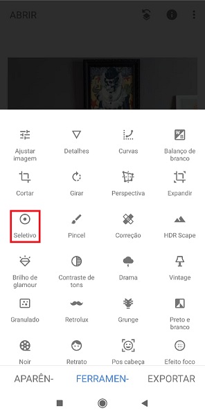 Snapseed: ferramenta seletivo