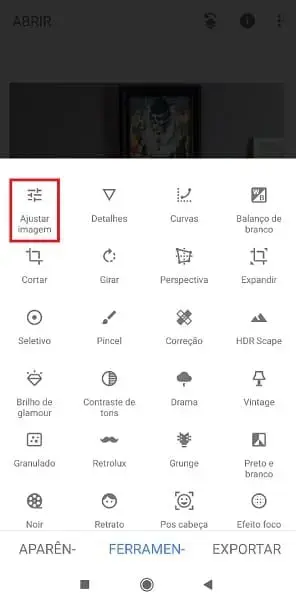 Snapseed: ferramenta ajustar imagem