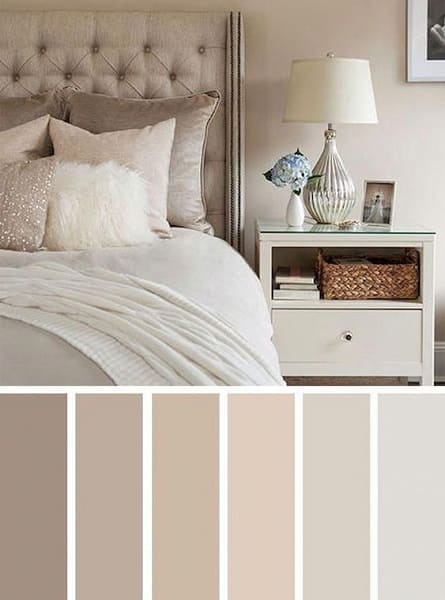 Mistura de cores: paleta de cores neutras e claras para o quarto (Viste Decora Tu Casa)