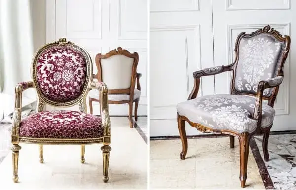 Estilo vitoriano: poltronas estofadas com ornamentação (foto: M Martan)