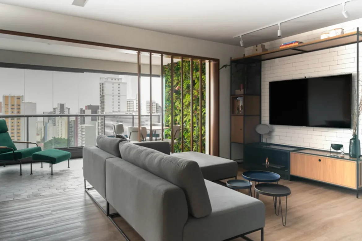 Apartamento ADR: Estilo industrial, duas estações de trabalho e área pet