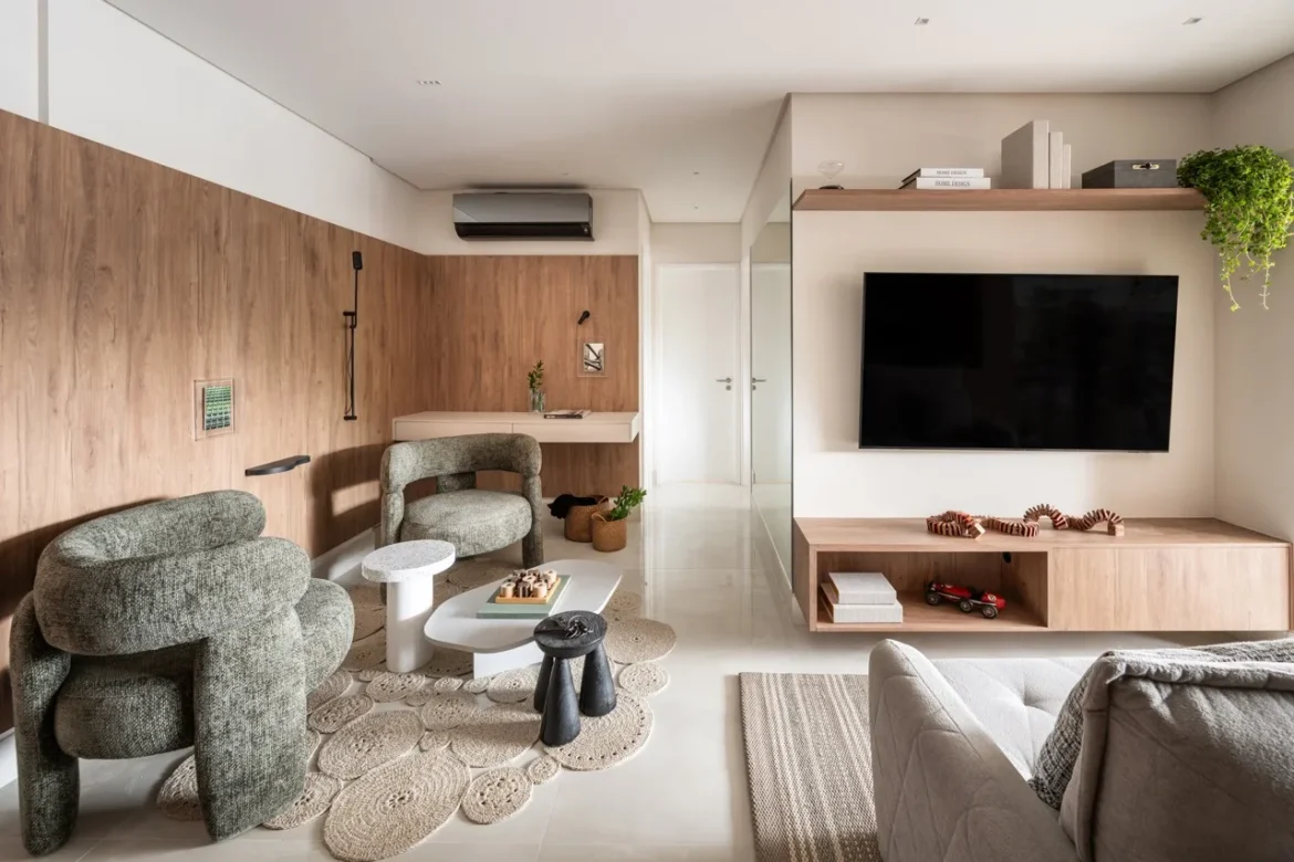 Apartamento de 80 m² ganha projeto contemporâneo e minimalista com foco em funcionalidade e integração