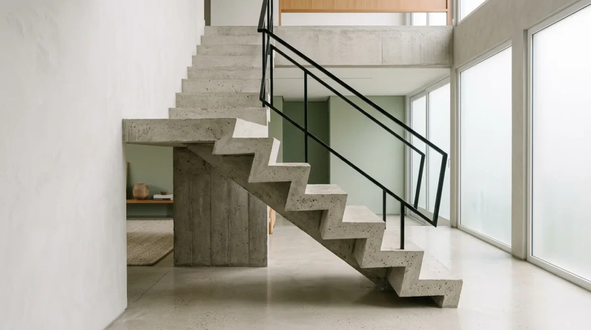 Escada plissada de concreto: detalhamento