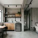 Cozinha quarto: layout técnico para estúdios