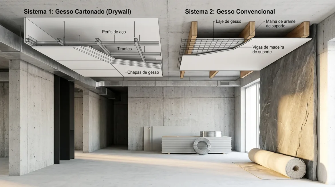 Diferença entre drywall e gesso: entenda as características de cada sistema