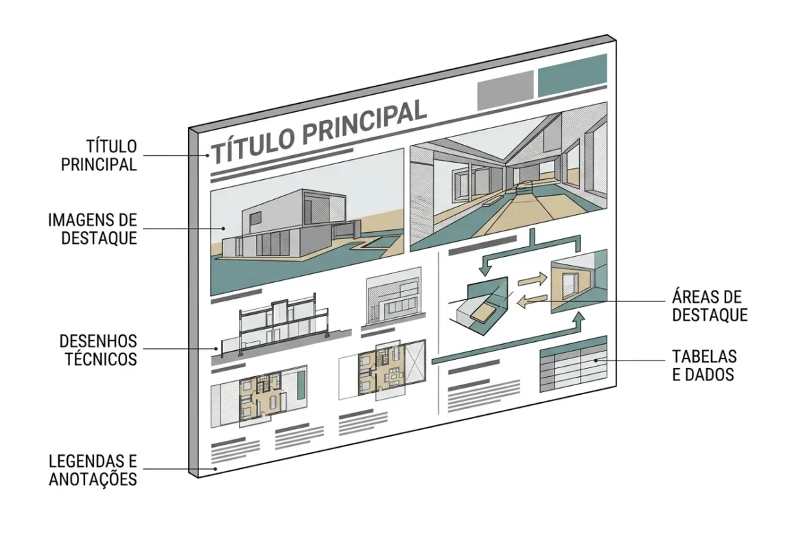 Hierarquia visual em pranchas de arquitetura